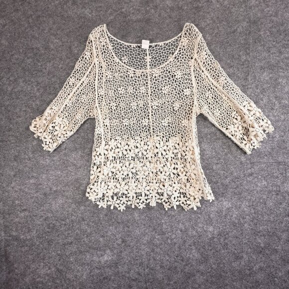 VTG Dress Women Med Brown Lace Crochet Boho Cottage Core Layered Outfit 2 Pc Set - Picture 11 of 16